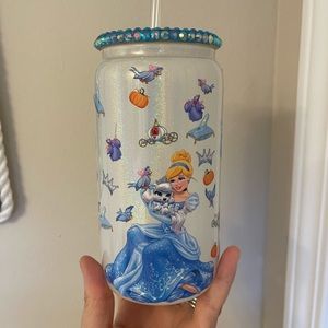 16oz Cinderella glass with bling lid